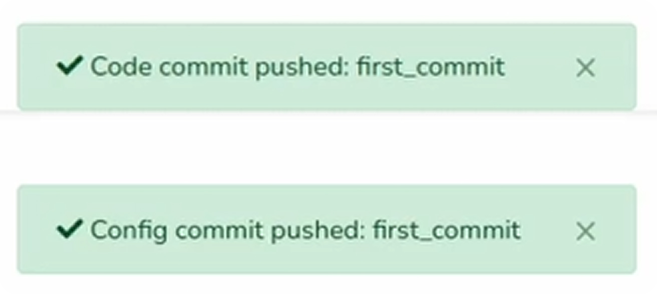Code commit toast notification